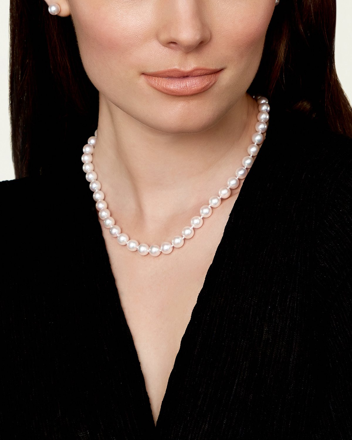 White Japanese Akoya Pearl Necklace in AA Plus Quality