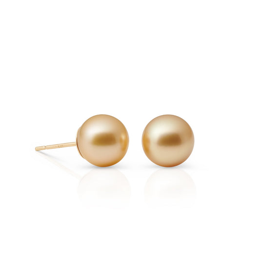 Golden South Sea Pearl Earrings in 9mm Size