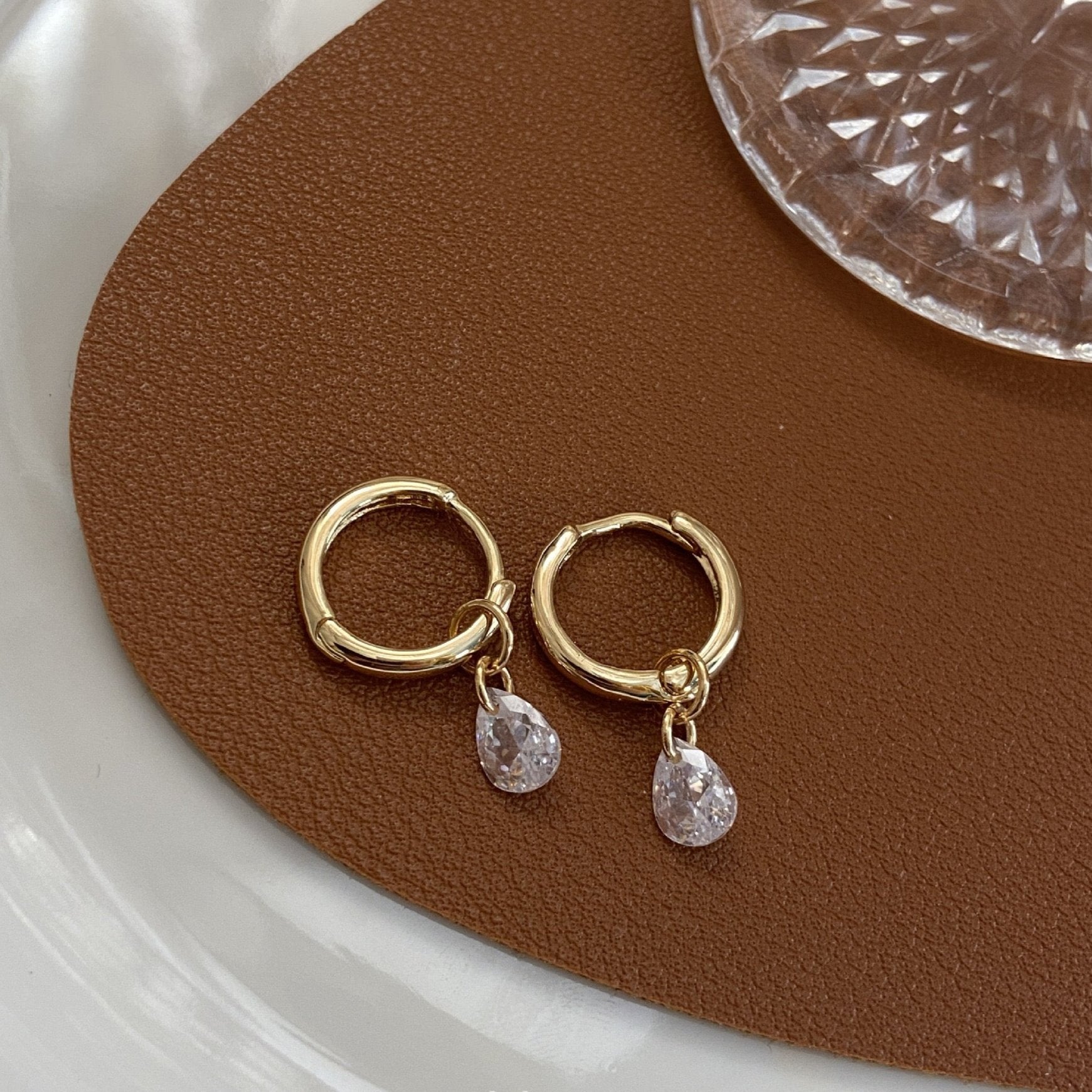 Waterdrop Zircon Hoop Earrings