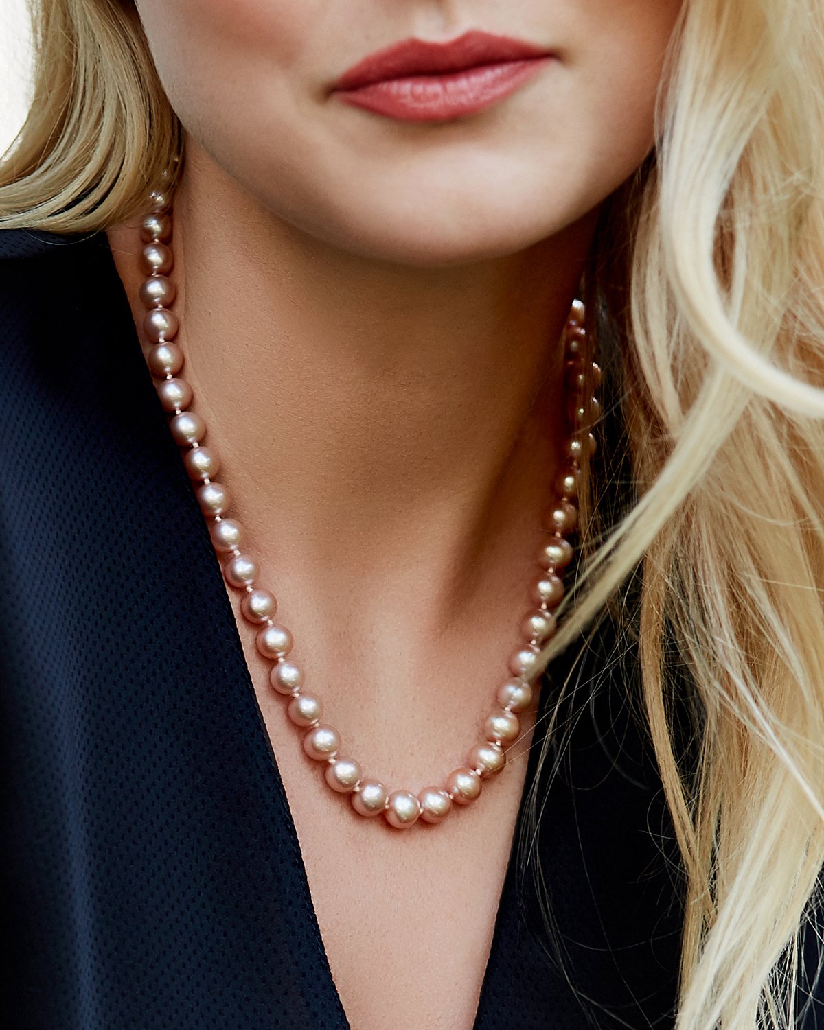 Pink Freshwater Pearl Necklace 8.5-9.5mm AAA Quality