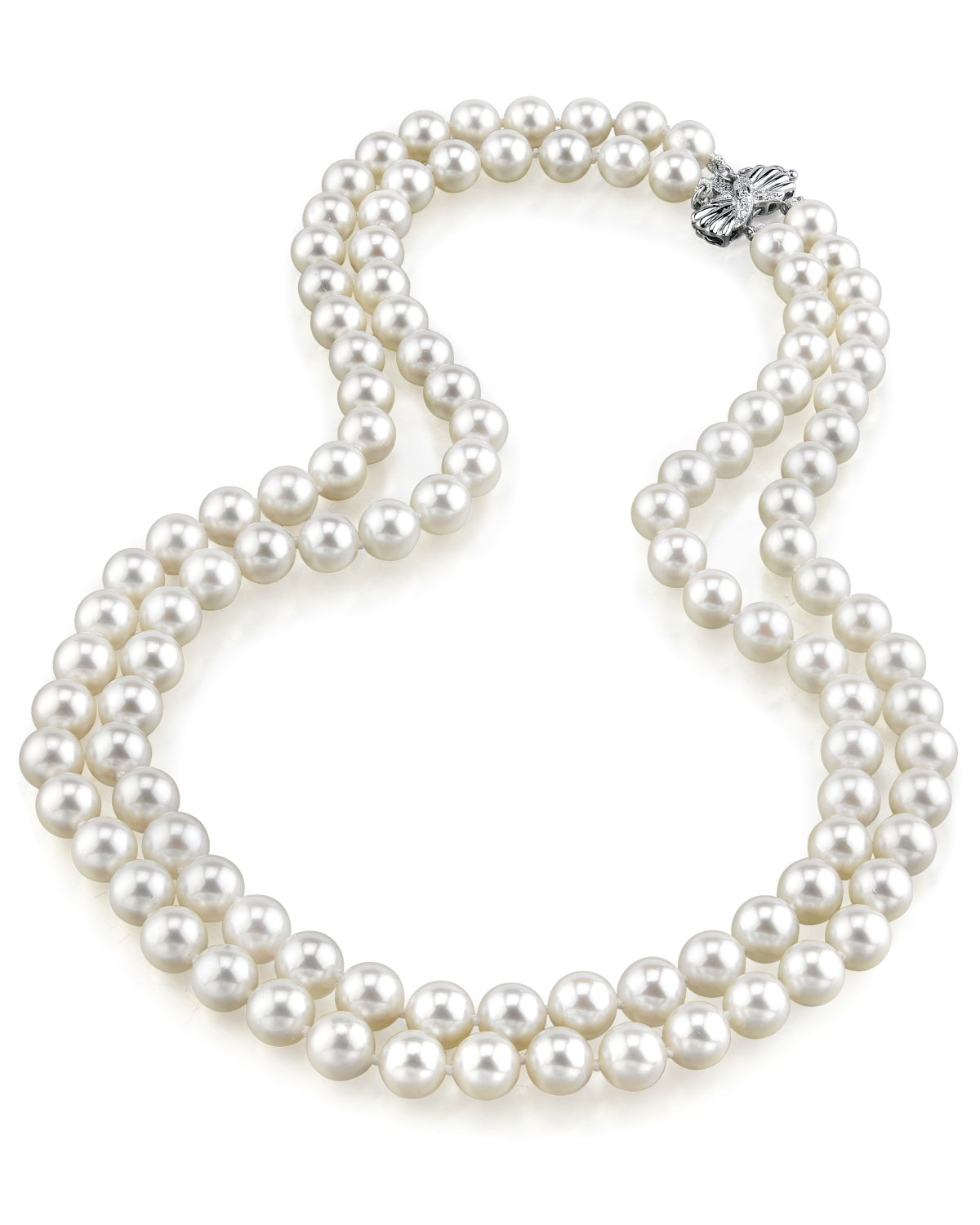 White Freshwater Pearl Double Strand Necklace 8.5-9.5mm