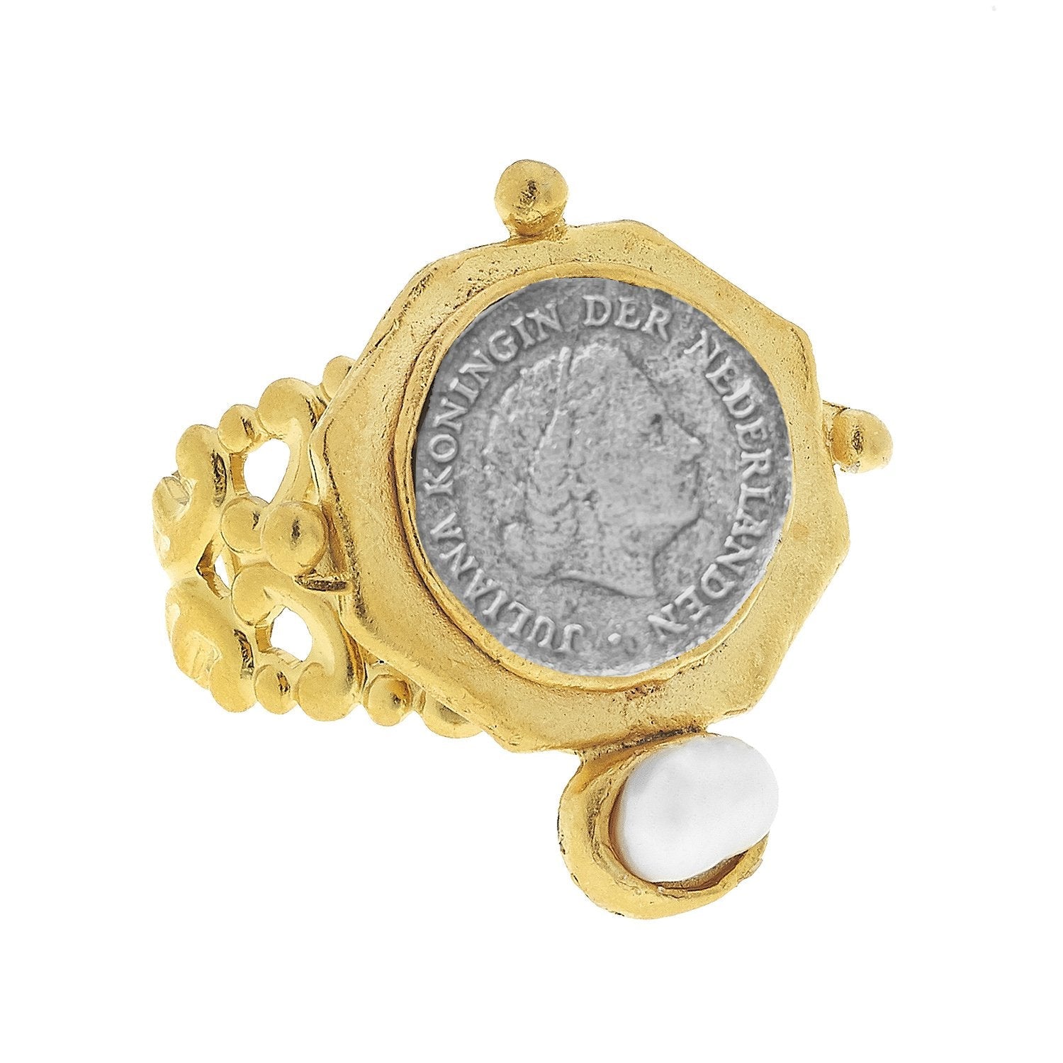 Dutch Coin and Pearl Ring