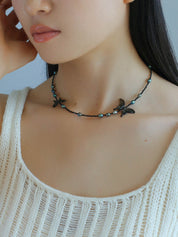 Butterfly Black/White Pearl & Shell Necklace