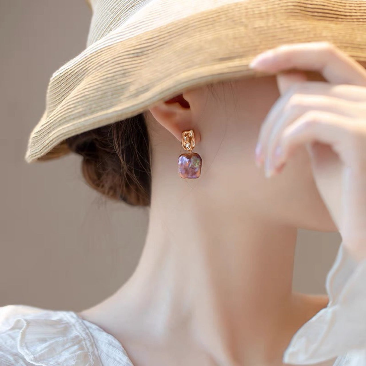 Purple Baroque Pearl Earrings