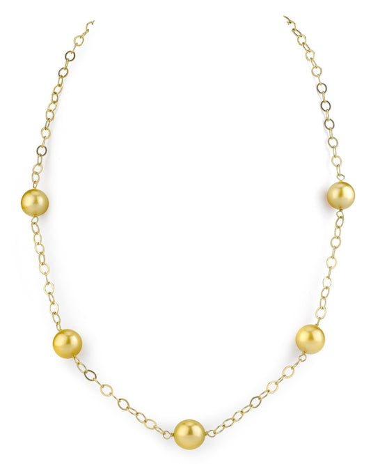 Tin Cup Pearl Necklace in Golden South Sea Color