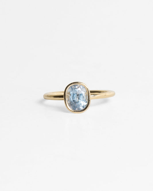 Pale Oval Sapphire 14K Gold Floating Ring