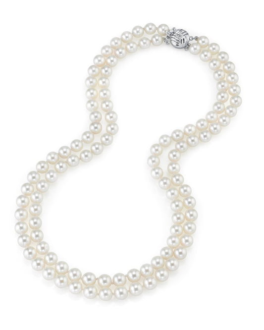 White Freshwater Pearl Double Strand Necklace for Men