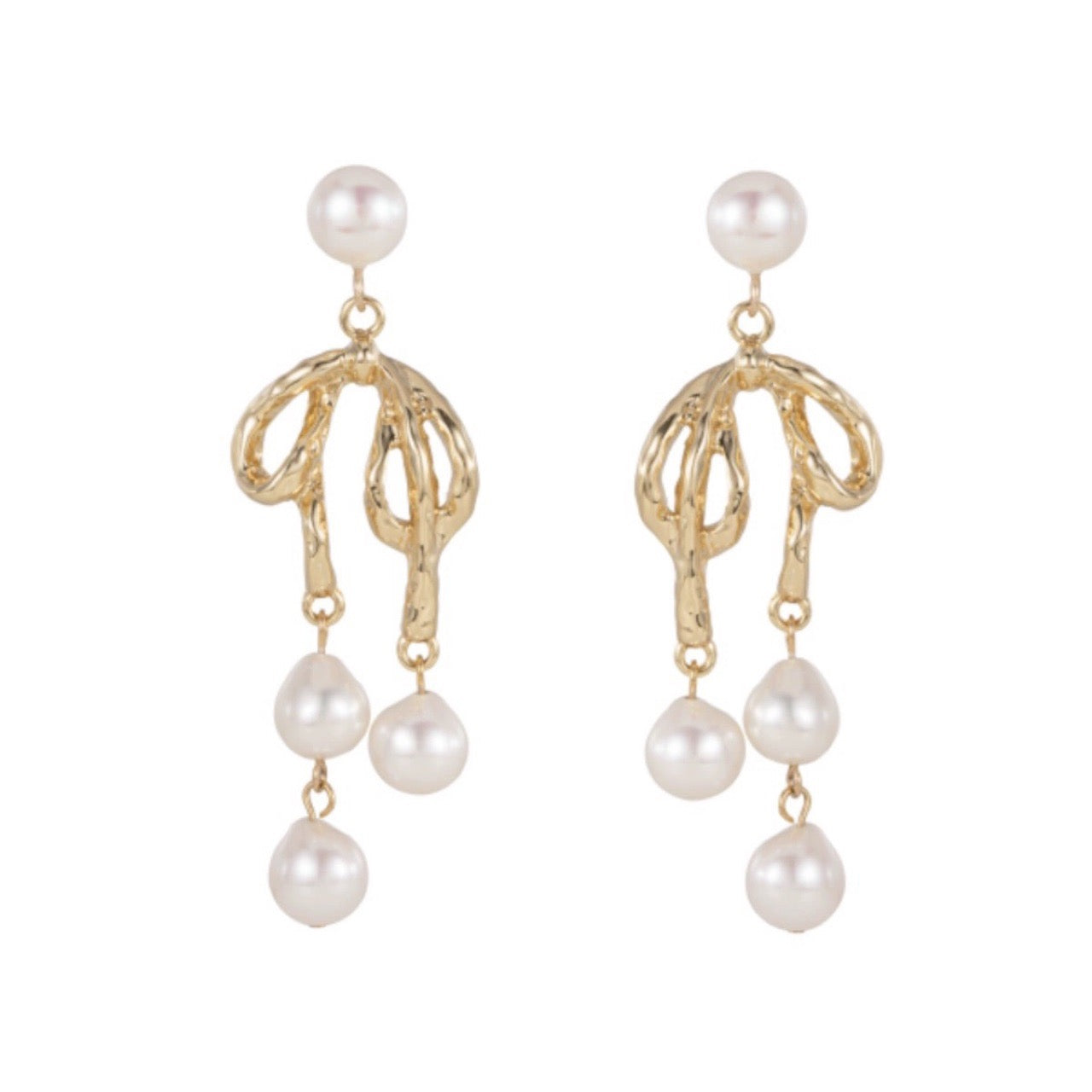 Bow Baroque Freshwater Pearl Drop Earrings