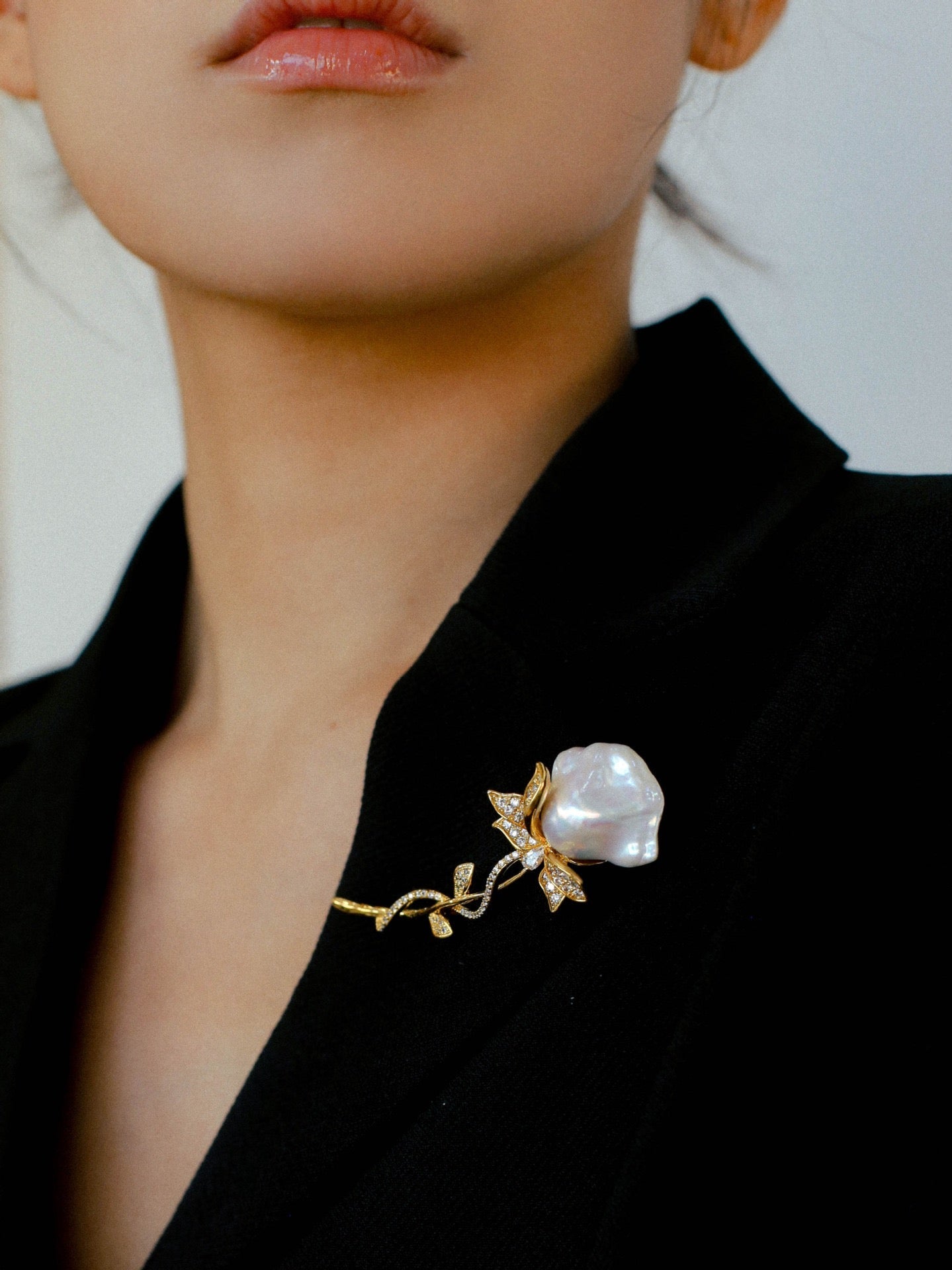 Flower Designed Baroque Pearl Brooch