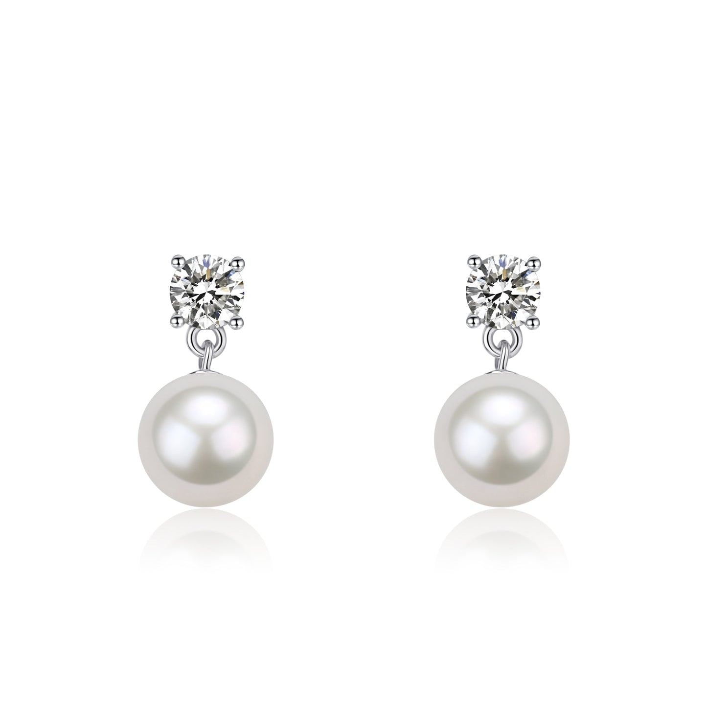 Large Zircon Earrings with Freshwater Pearls