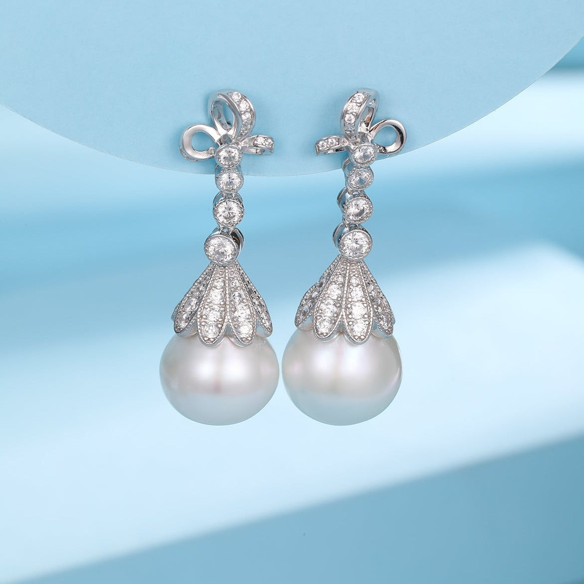 Freshwater Pearl Vintage Bowknot Drop Earrings