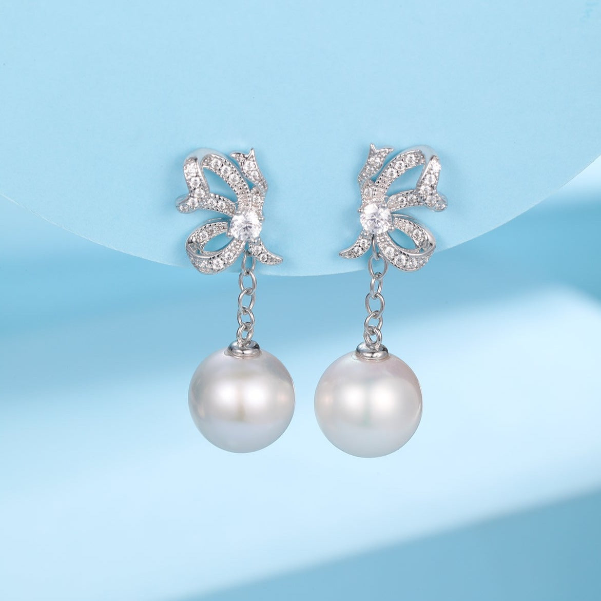 Detachable Butterfly Stud Earrings with Freshwater Pearls