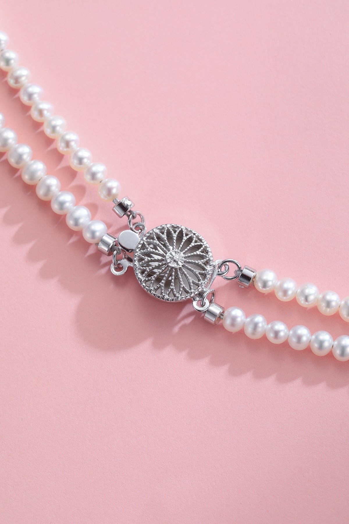 Dainty Dual Strand White Freshwater Pearl Necklace