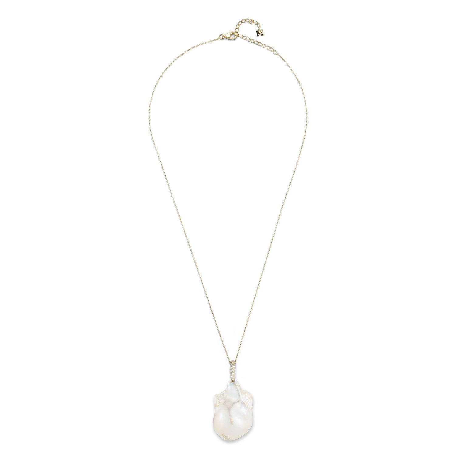 14kt Gold and Diamonds Baroque Pearl Necklace