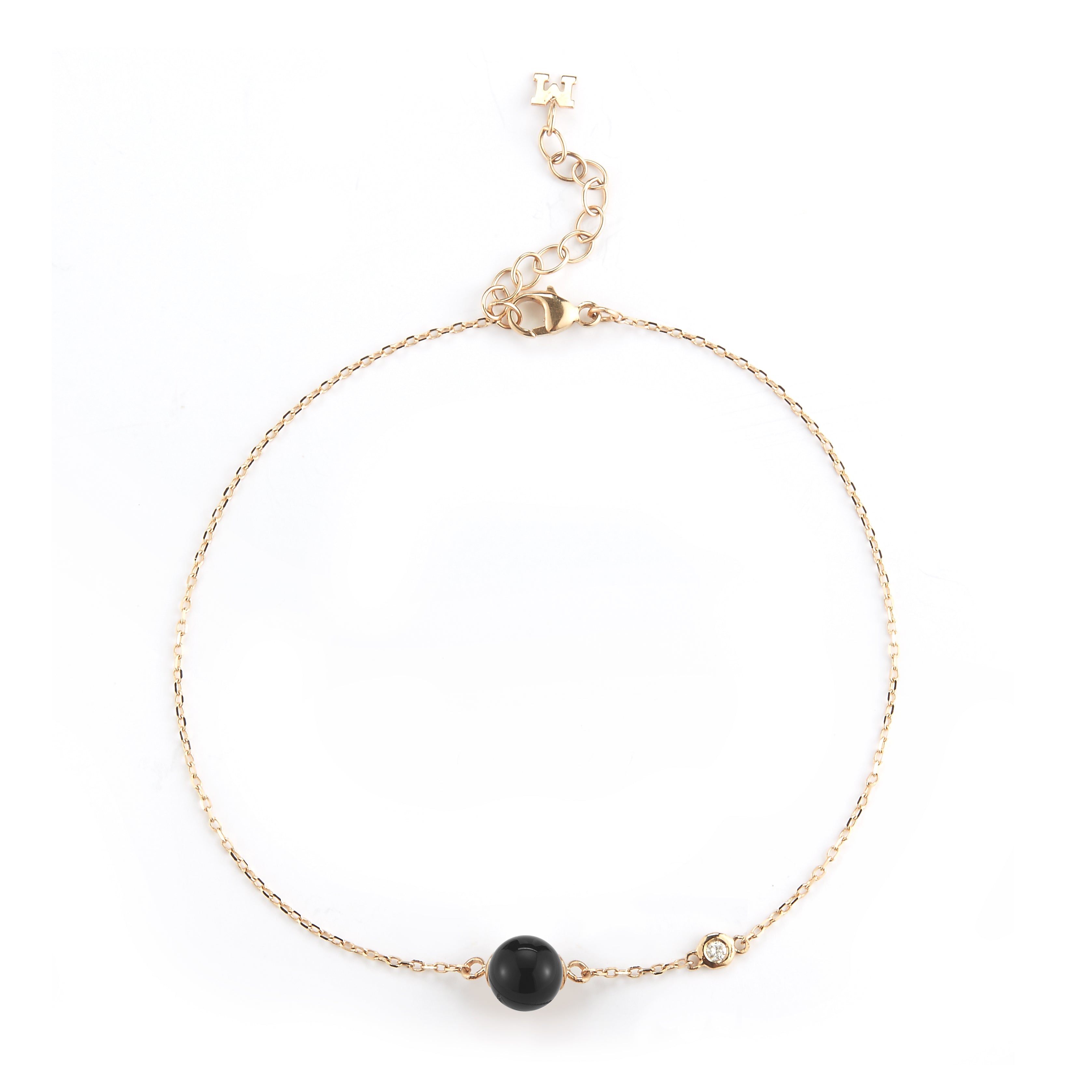 14kt Onyx and Diamond Dot Bracelet