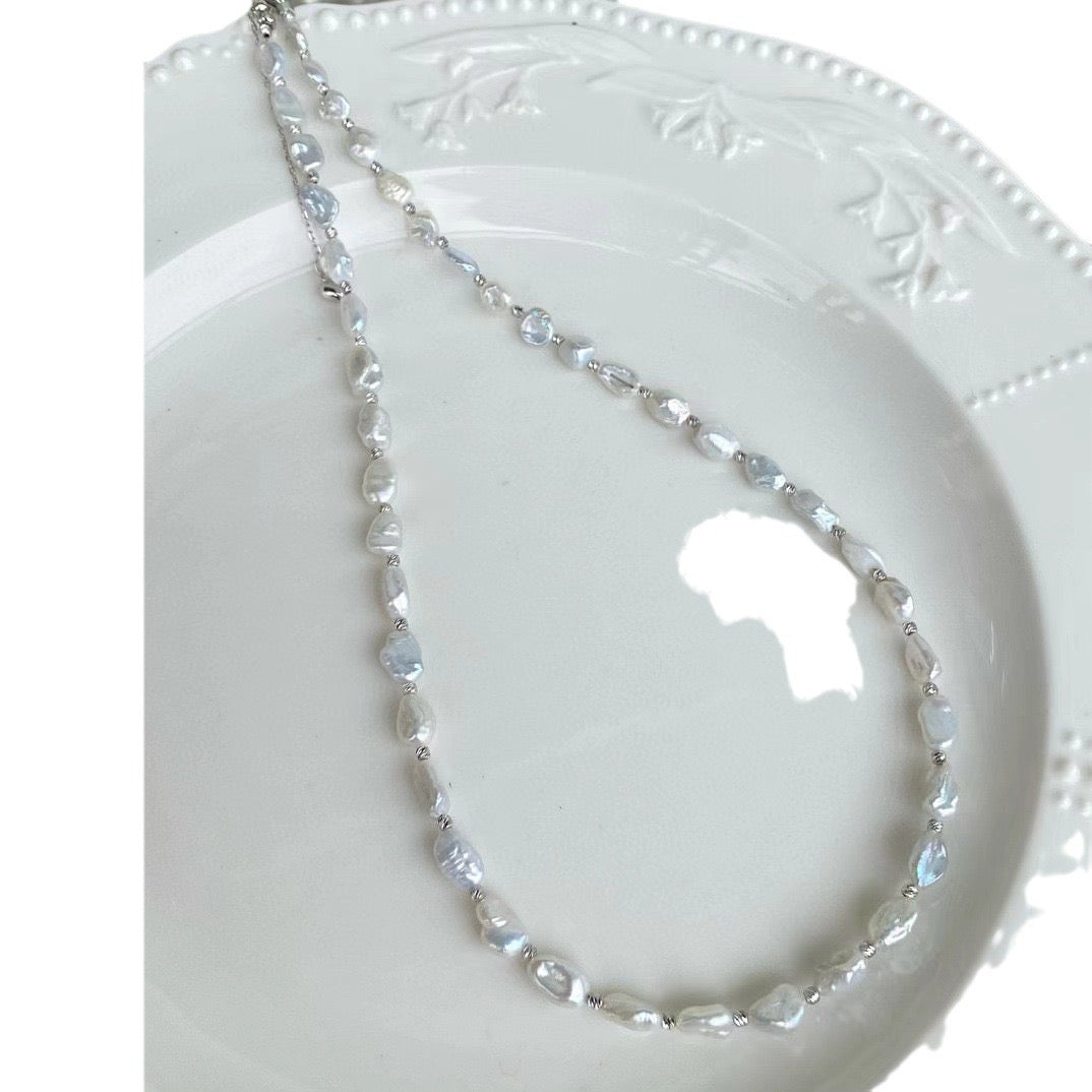 Freshwater Keshi Pearl Necklace and Bracelet Set