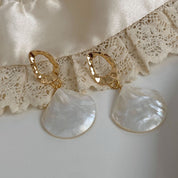 White Shell Irregular Hoop Earrings