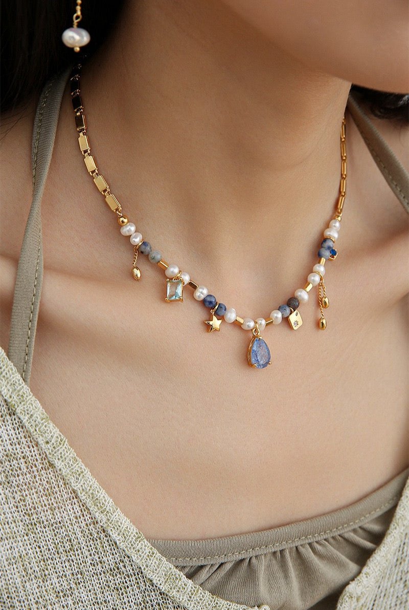 Elements Zircon Stones & Pearl Necklace