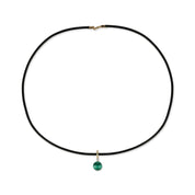 14kt Diamond Malachite Dot on Leather Cord Necklace