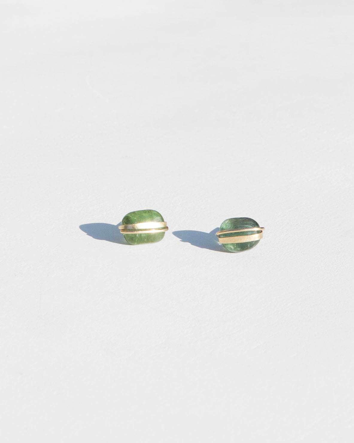 Green Tourmaline Stud Earrings in Silver