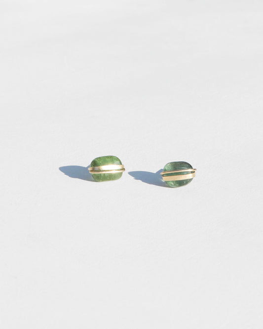 Green Tourmaline Stud Earrings in Silver