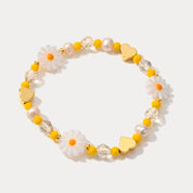 Gold Heart Daisy Beaded Bracelet