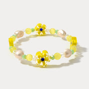 Pearl Yellow Flower Beaded Bracelet