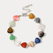 Natural Stone Heart Beaded Bracelet