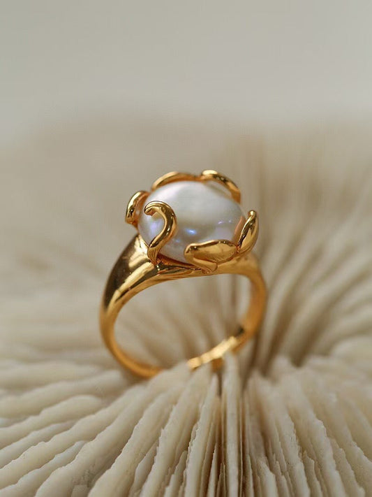 Baroque Pearl Flower Bud Ring Design 2