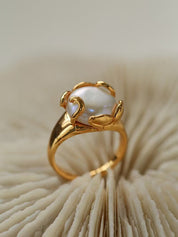 Flower Bud Baroque Pearl Ring