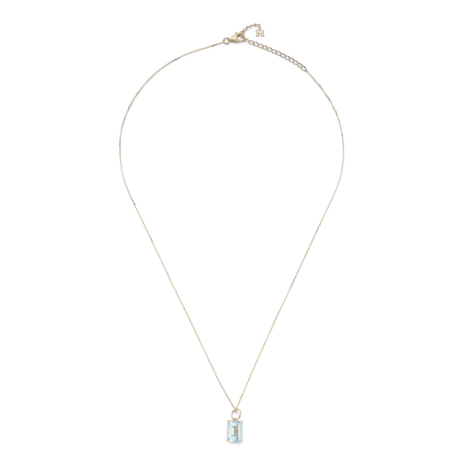 14kt Emerald Cut Blue Topaz Necklace