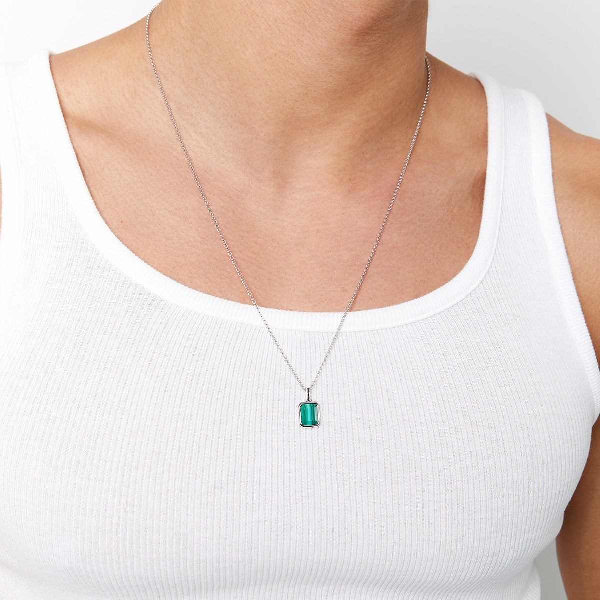 Emerald Cut Malachite Necklace