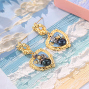 Blue Heart Earrings with Gemstones