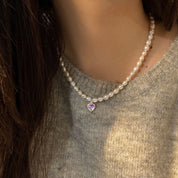 Iridescent Heart Freshwater Pearl Necklace