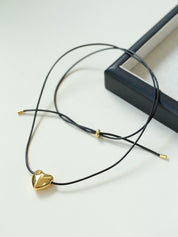 Heart Pendant Necklace with Black Cord