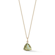 14kt Green Amethyst Trillion Necklace