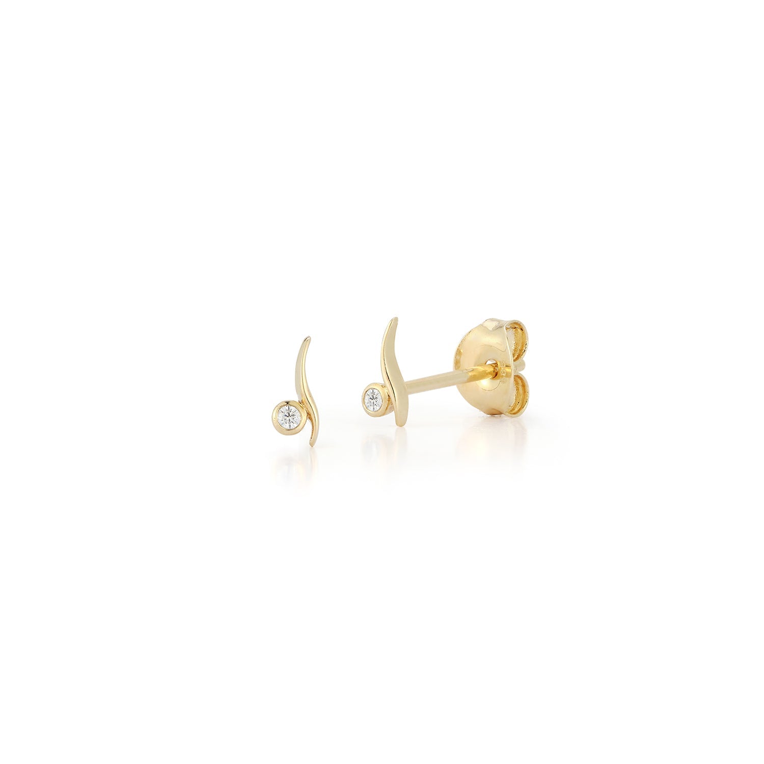 14kt Diamond Point Wave Studs