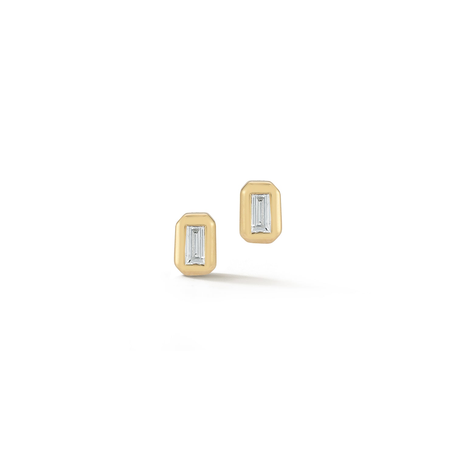 14kt Mini Diamond Baguette Studs