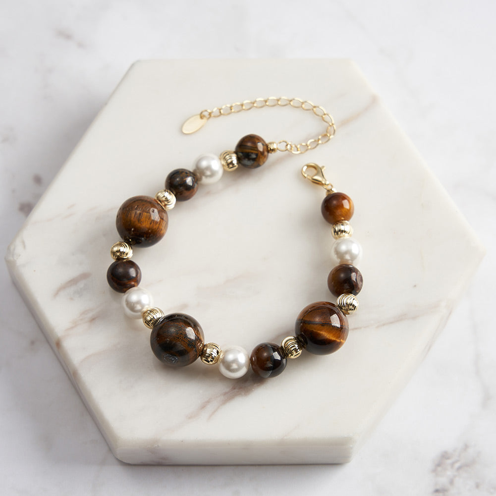 Tiger Eye Pearl Bracelet