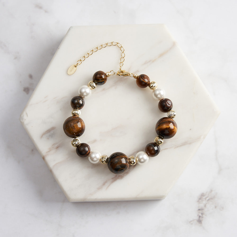 Tiger Eye Pearl Bracelet