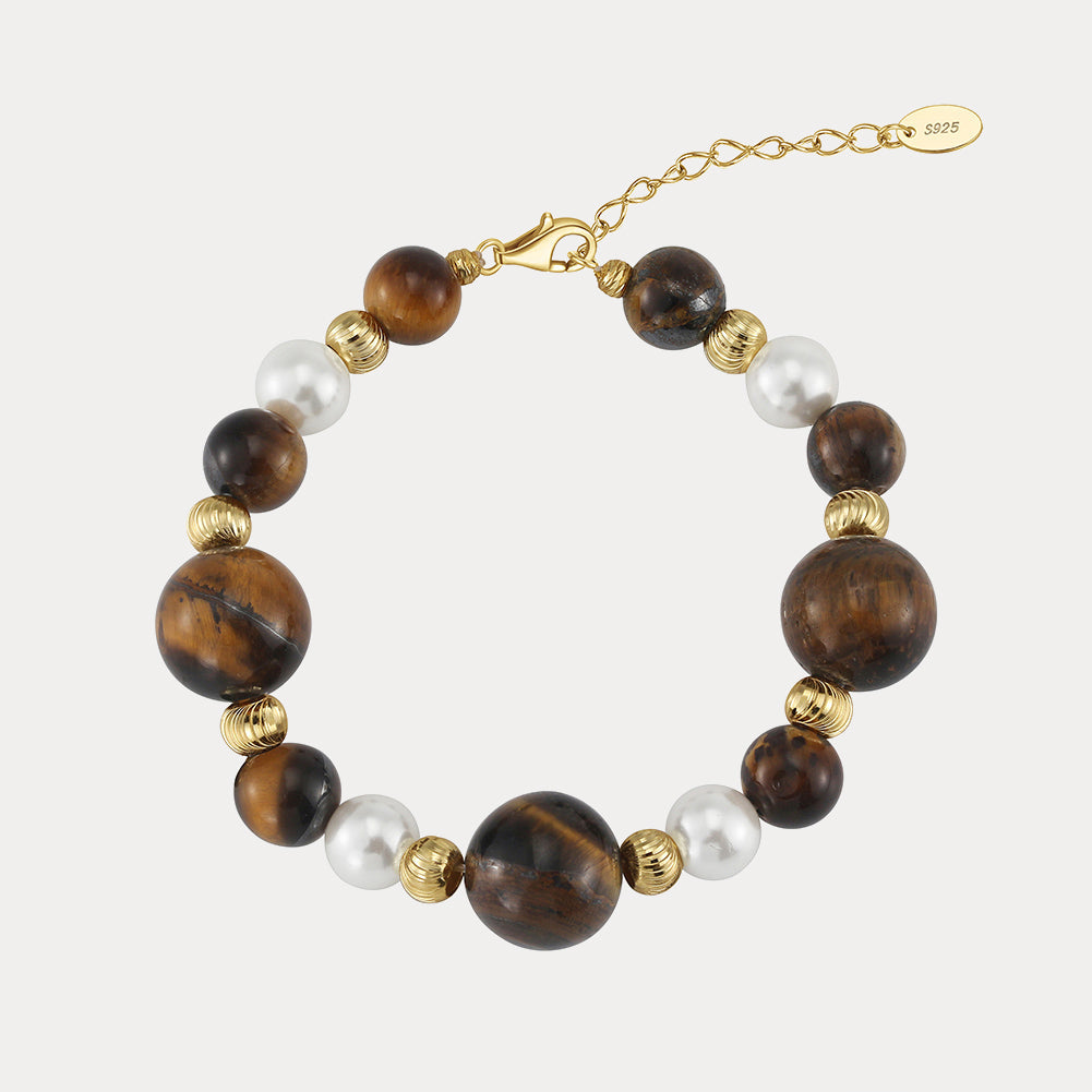 Tiger Eye Pearl Bracelet