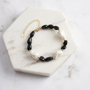 Baroque Pearl Obsidian Bracelet