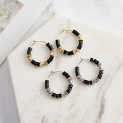 Vintage Obsidian Hoop Earrings