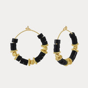 Vintage Obsidian Hoop Earrings