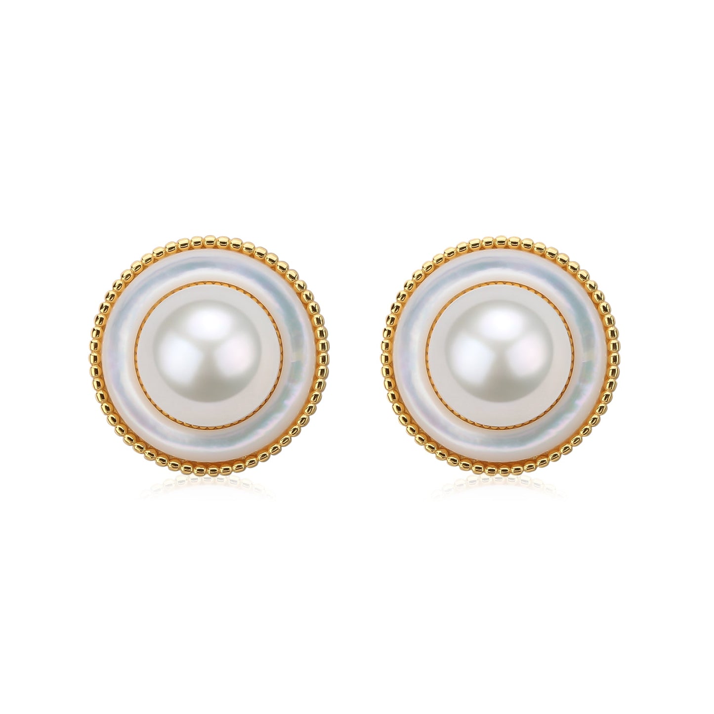 Freshwater Pearl Round Earrings in Elysia Style