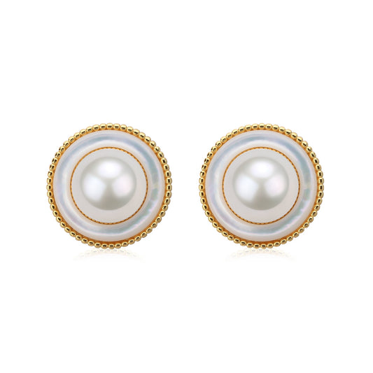 Freshwater Pearl Round Earrings in Elysia Style