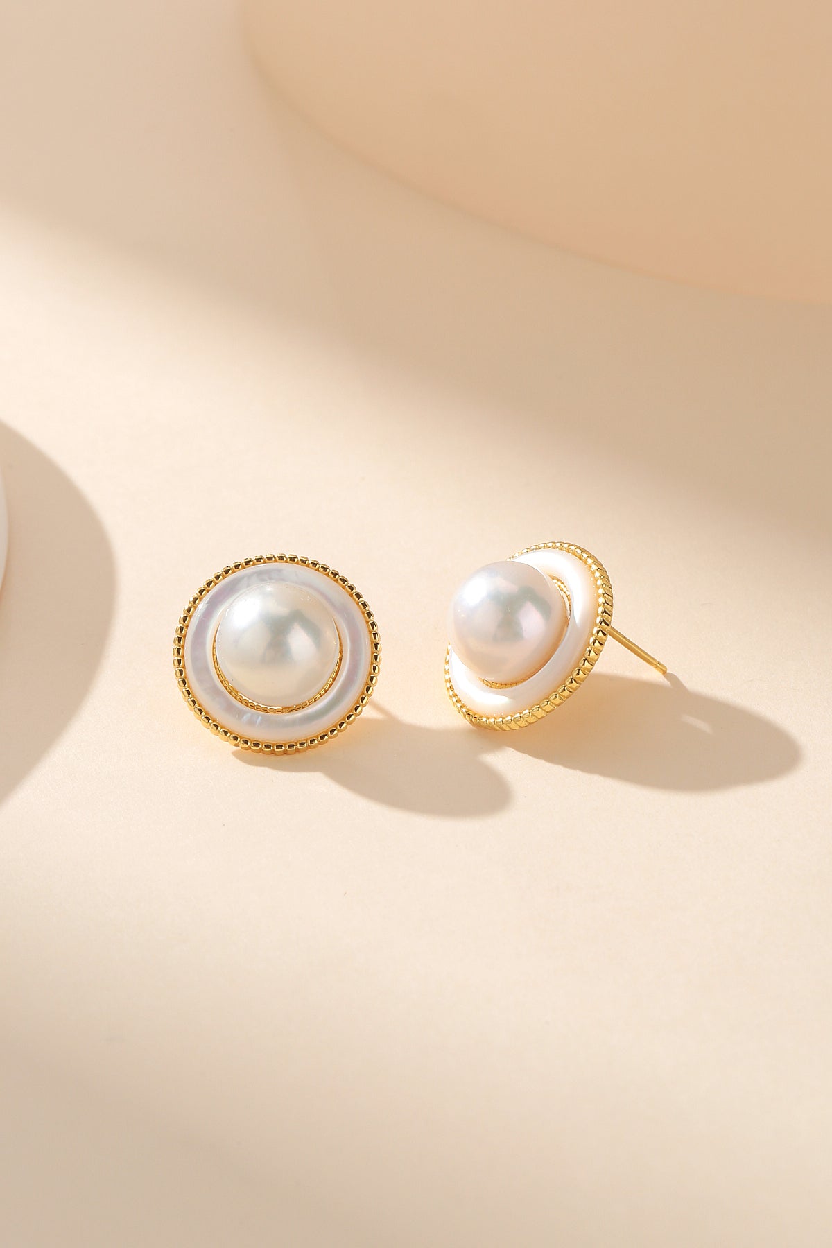 Freshwater Pearl Round Earrings in Elysia Style