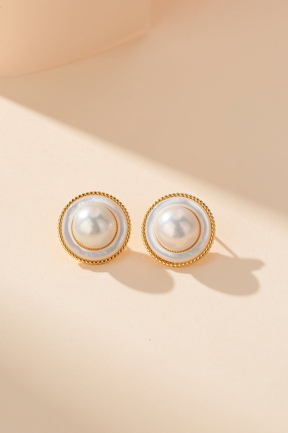 Freshwater Pearl Round Earrings in Elysia Style