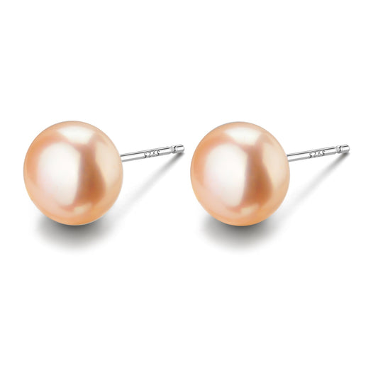 Pink Button Freshwater Pearl Stud Earrings Pair