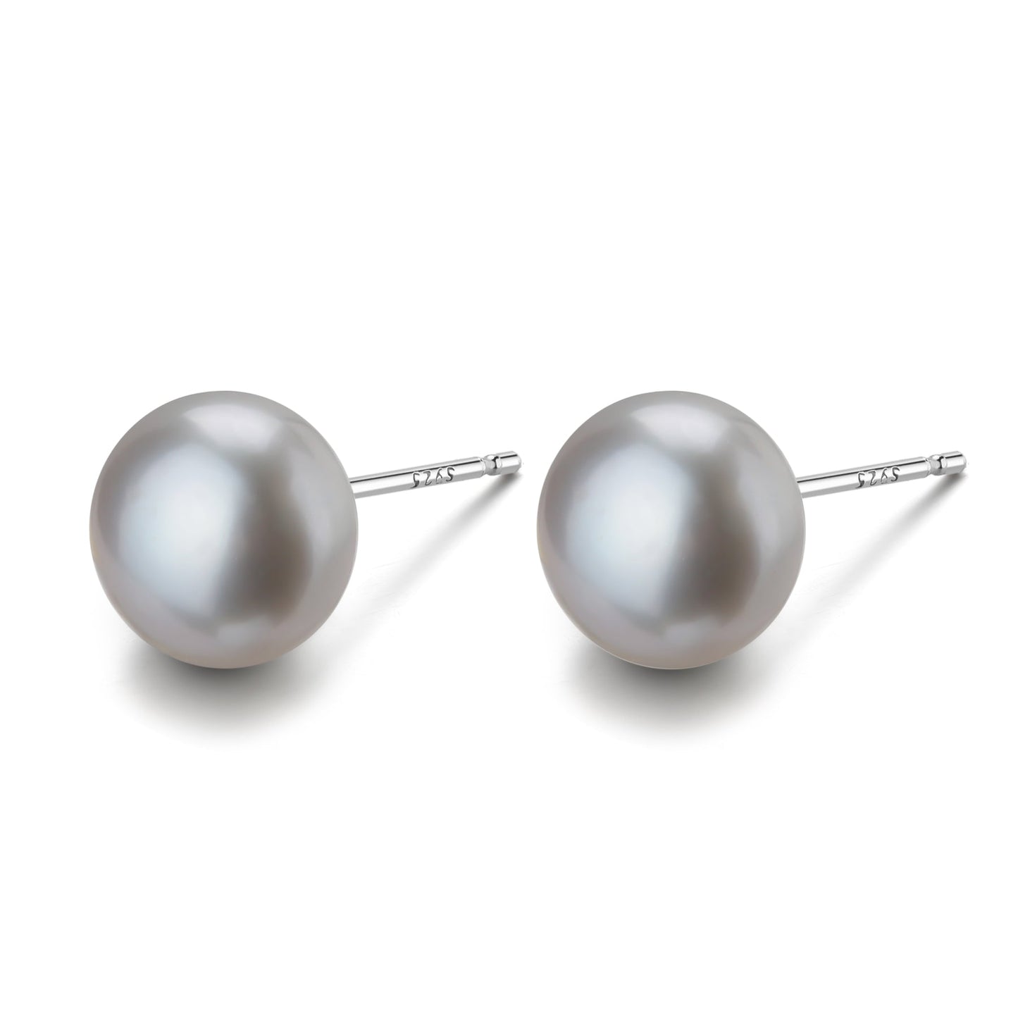 Grey Button Freshwater Pearl Stud Earrings